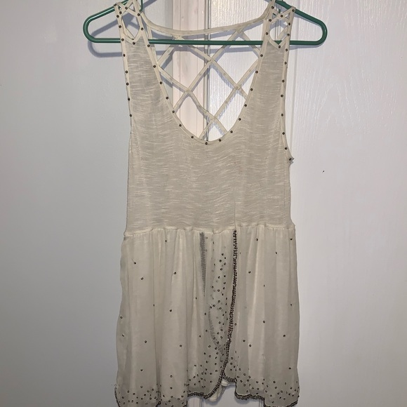 Free People Tops - SOLD Free People Ivory Beaded Petal Lattice Top